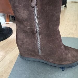 Prada Dark Brown Suede Ankle Boots